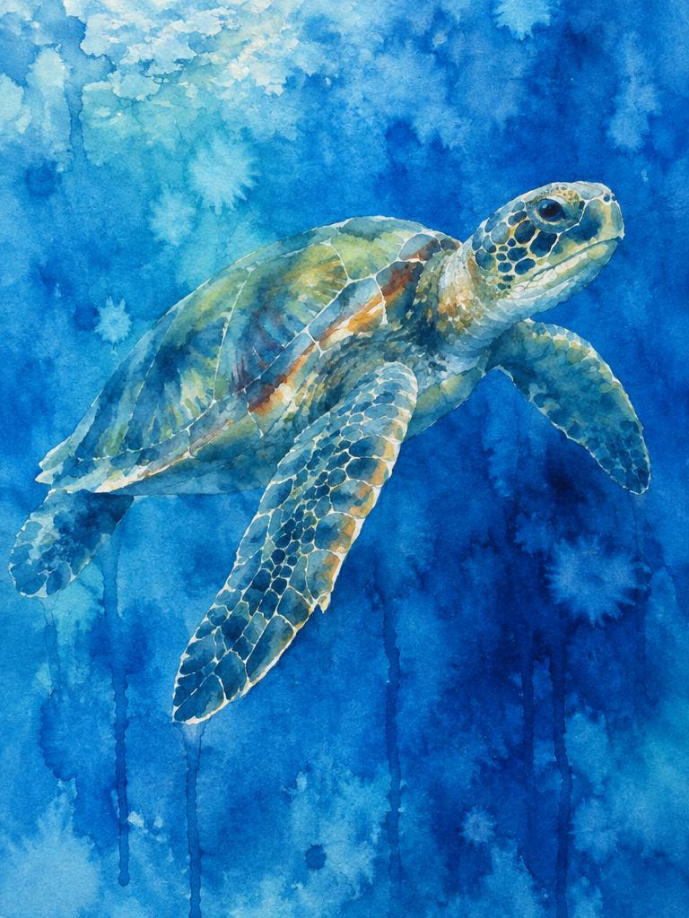 Original watercolor painting: Sea Turtle